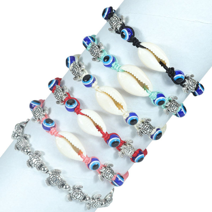 Hot Selling Turtle Shell Demon Eye Hand-Woven Versatile Bracelet Beach Surfing Rope Hand Jewelry in Stock