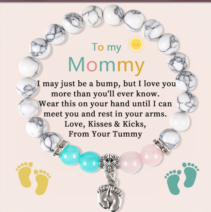 Amazon Hot Selling Cross-Border Rose Quartz Bracelet for Women with Footprint Pendant, White Pine Beads, Jewelry Gift Wholesale Crystal Beads