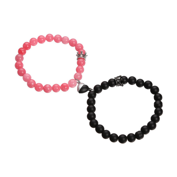New Arrival Heart-Shaped Magnetic Stone Qixi Festival Couple Bracelet Cross-Border Exclusive Magnetic Tiger Eye Stone Volcanic Stone Bracelet