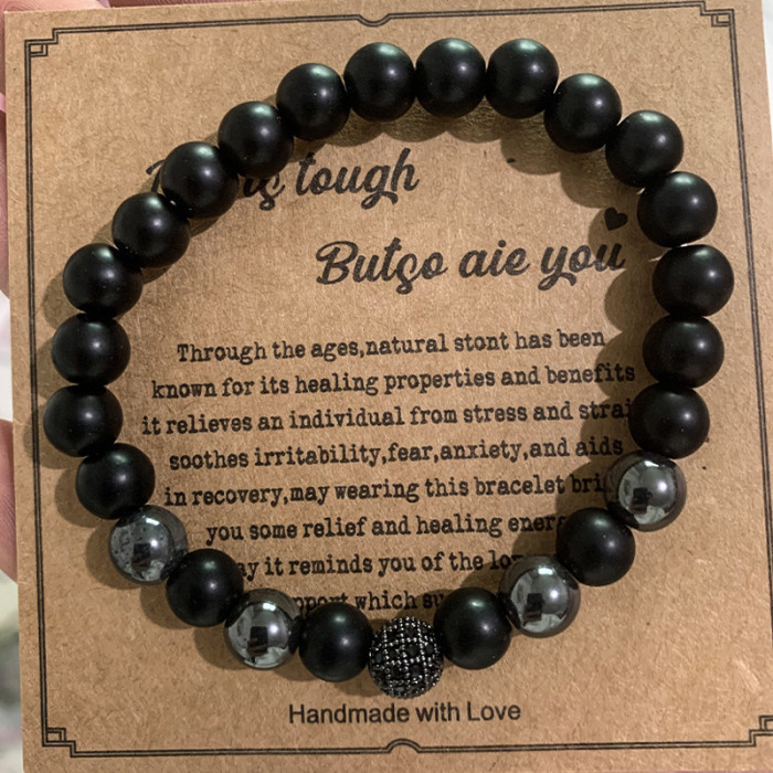 Cross-Border Jewelry Pink Zebra Stone Bead Bracelet Festival Gift for Men and Women Friendship Heart Bead Bracelet Wholesale Hot Item