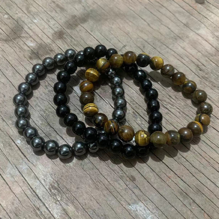 Cross-Border Jewelry Pink Zebra Stone Bead Bracelet Festival Gift for Men and Women Friendship Heart Bead Bracelet Wholesale Hot Item