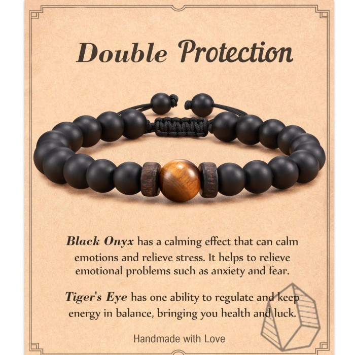Amazon Hot-Selling Men's Fashion Braided Bracelet Black Obsidian Frosted Tiger Eye Stone Volcanic Stone Beaded Bracelet Wholesale