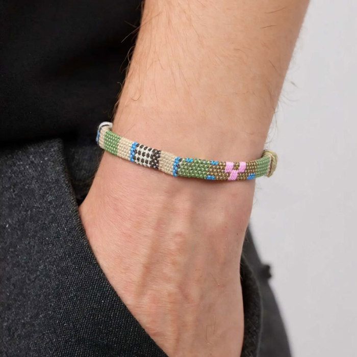 Amazon Hot-Selling Nepali Style Cotton and Linen Woven Rainbow Anklet Versatile Colorful Adjustable Ankle Rope