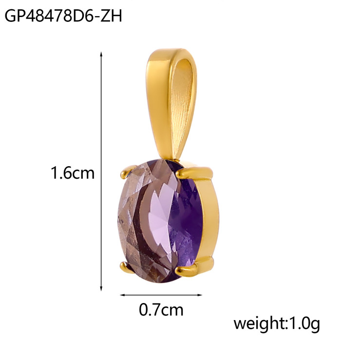 INS Style Exquisite Fashion Colorful Zircon Accessories Water Drop Pendant Stainless Steel December Birthstone, Neckl...