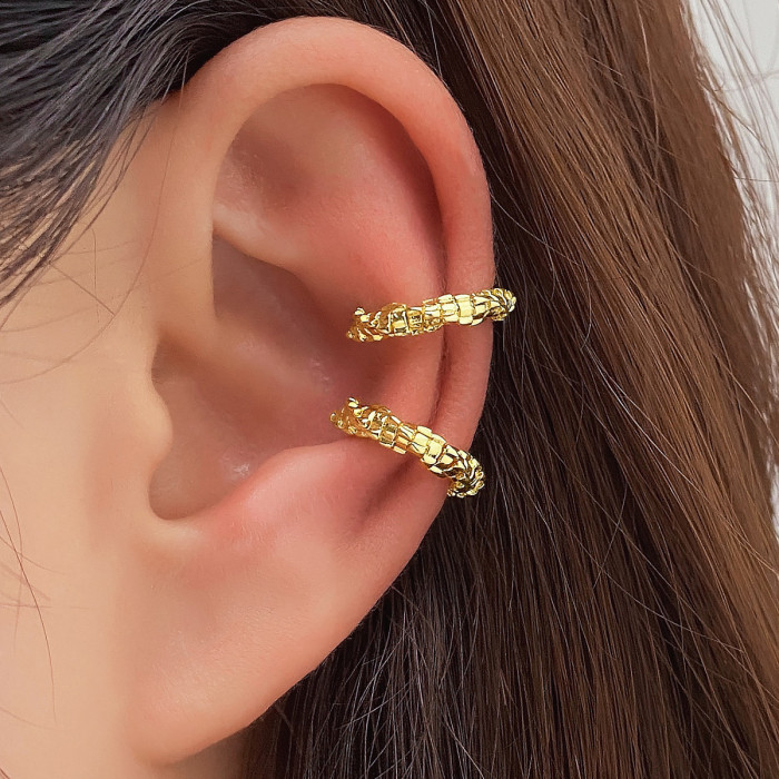 Five-Piece Set Rhinestone Butterfly Hollow Non-Pierced Cartilage Earrings Fashion Star and Moon Integrated Chain Ear...