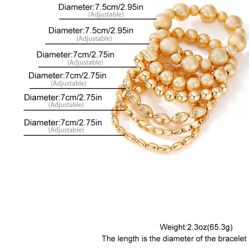 Cross-Border European and American Hot-Selling Heavy Craft Brushed Metal Style Round Ball Bracelet Resumption of Work Personality Texture Irregular Geometric Bracelet