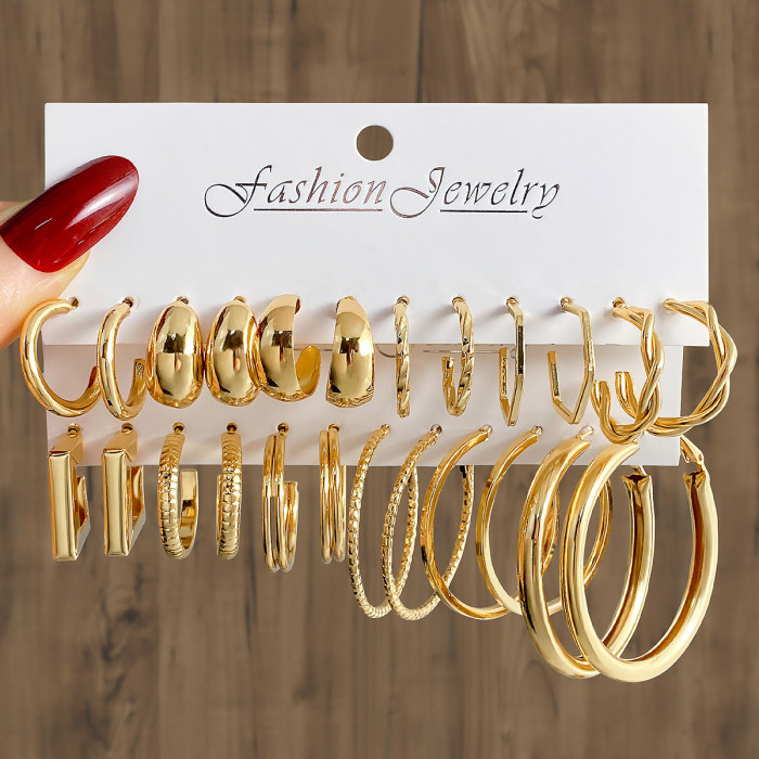 Style Hoop Earrings Square Geometric Earrings Vintage Pearl Earrings Hepburn Style Earrings Women's Set 6-Piece Set,...