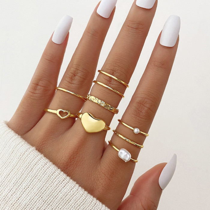 European and American Cross-Border Hot-Selling Fashion Simple Geometric Gothic Style Rings for Women Personality Irregular Ring Set of 30 Pieces