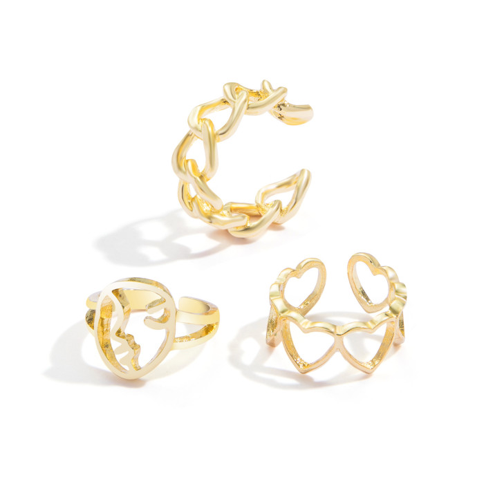 Ring Set 2 Pieces European and American Cross-Border Hot Selling Creative Personality Butterfly Ins Same Style Punk Style Couple Ring