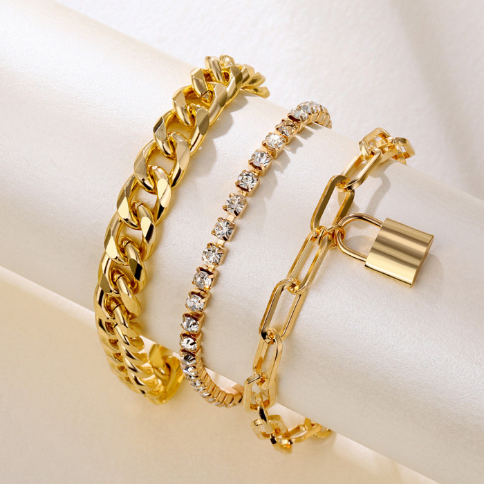 New Niche Fashion Creative Round Piece Heart Cross Bracelet 4-Piece Set Design Sense Chain Bracelet, Jewelry Sets