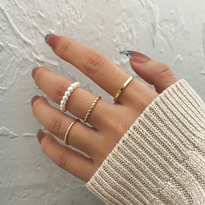 Ring Set 2 Pieces European and American Cross-Border Hot Selling Creative Personality Butterfly Ins Same Style Punk Style Couple Ring