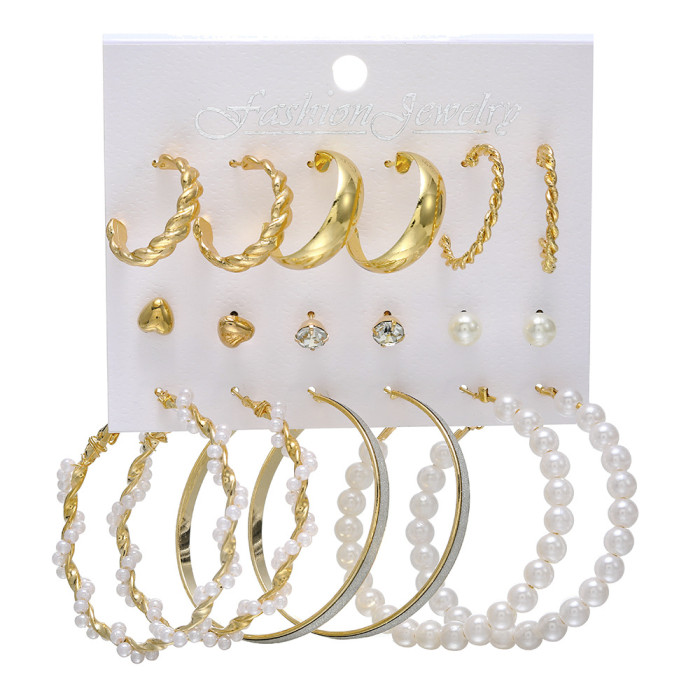 European and American Cross-Border Retro Heart Butterfly Earring Set 9-Piece Creative Snake Sword Mushroom Ear Clips Wholesale