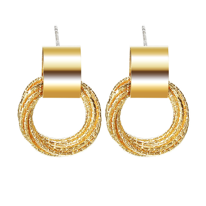 European and American Style Gold Geometric Earrings for Women, High-End Large Hoop Earrings, Minimalist Style Ear Hoops, Ear Jewelry, Ear Clips Wholesale