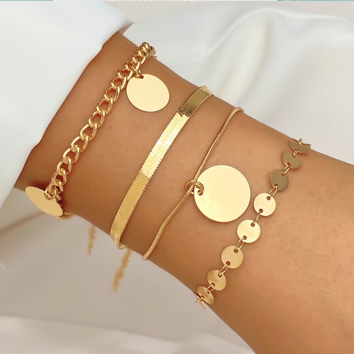 Retro Thick Chain Personality Bracelet Mix and Match Open Bangle Hand Jewelry Stacking Style Set Bracelet Wholesale,...