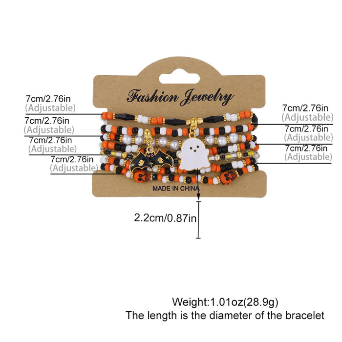 Amazon Halloween Pumpkin Soft Clay Bracelet Punk Alloy Letter Halloween Series Multi-Layer Bracelet for Women
