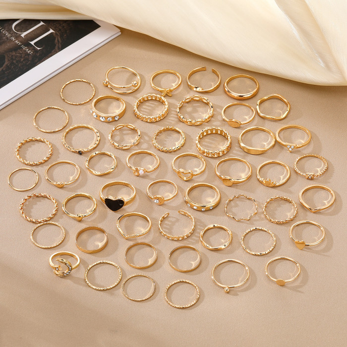 Cross-Border New Open Multi-Joint Ring Set 49 Pieces Heart Ring for Women with Unique Design and High-End Feel