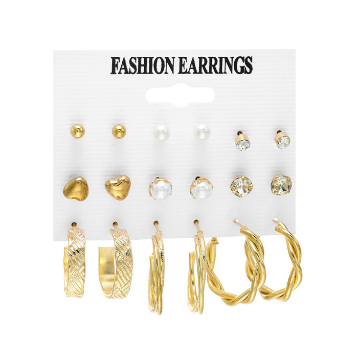 European and American Cross-Border Retro Heart Butterfly Earring Set 9-Piece Creative Snake Sword Mushroom Ear Clips Wholesale