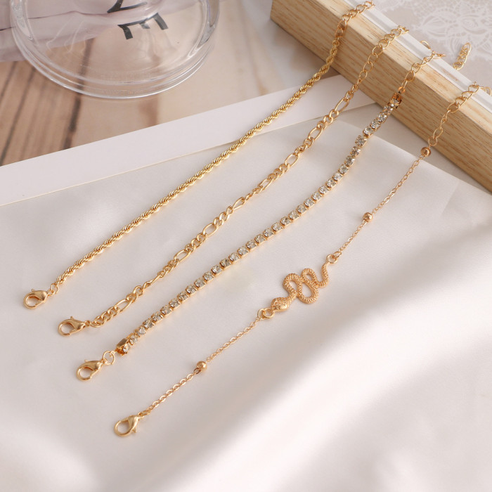 Jewelry Punk Hip-Hop Style Lock Buckle Bracelet for Women Mixed Multi-Element Geometric Round Buckle Set Bracelet