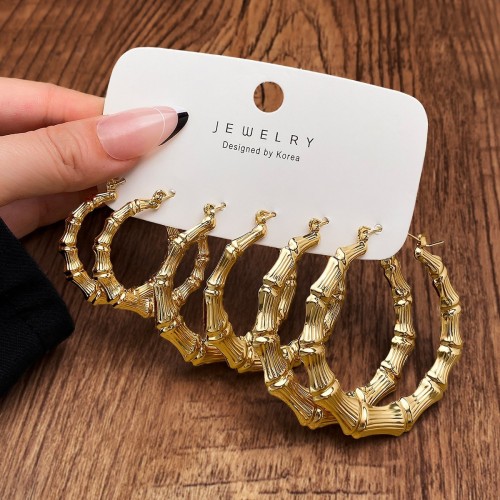 European and American Cross-Border New Exaggerated Personality Women's Earrings Creative Retro Geometric Quadrilateral Gold Hoop Earrings Set for Women