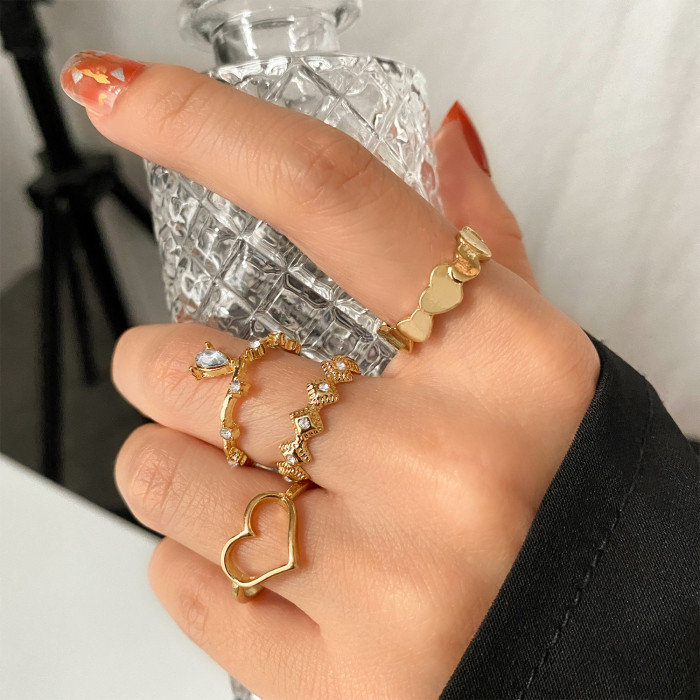 Alloy Cross-Border Butterfly Ring Opening More than Knuckle Ring Suit 22-Piece Set Love Heart-Shaped Ring Women's Design Sense Niche