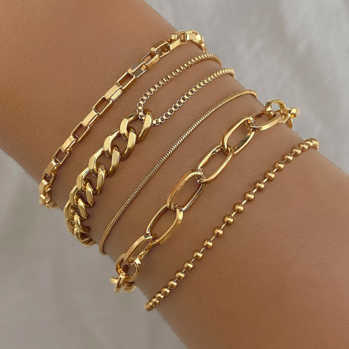 Europe and America Cross Border Ornament Hip Hop Snake Bone Chain Popular Bracelet Suit Vintage Metal OT Buckle Chain Bracelet for Women