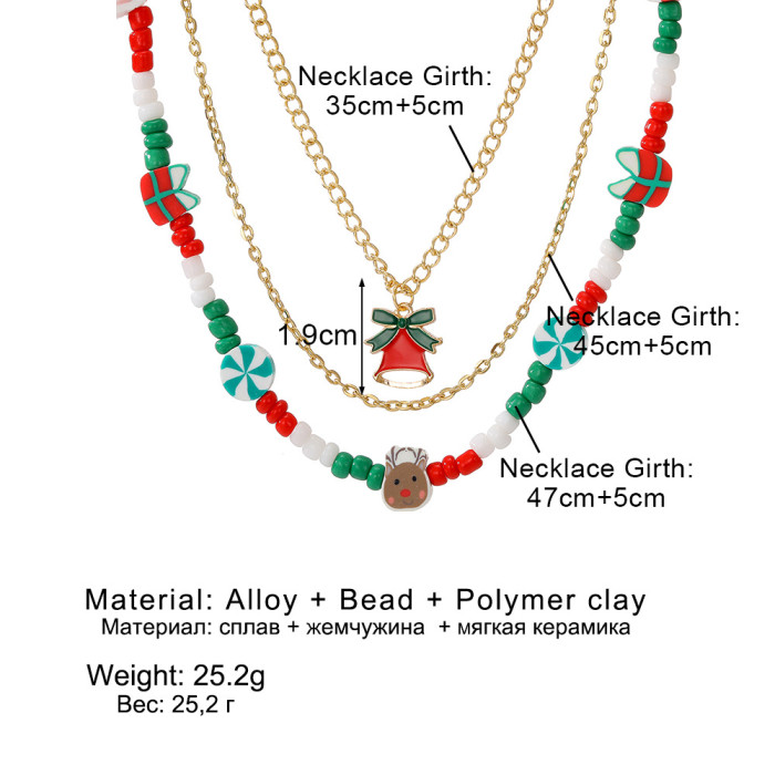 New Christmas Jewelry Oil Drop Christmas Multi-Layer Necklace Bead Chain Mix and Match Personalized Necklaces Wholesale