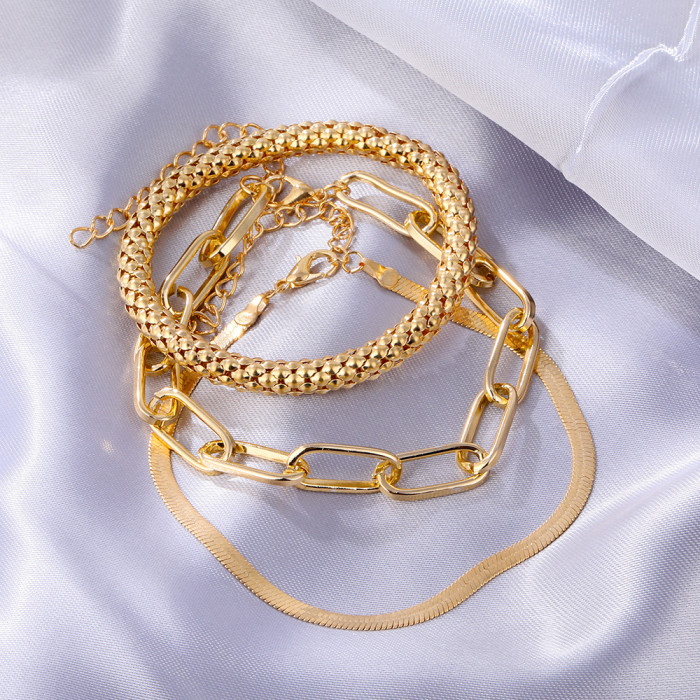 Cross-Border European and American Hollow Heart Braided Chain Bracelet Exquisite Fashionable Elegant Personality High-Value Jewelry Set of 4