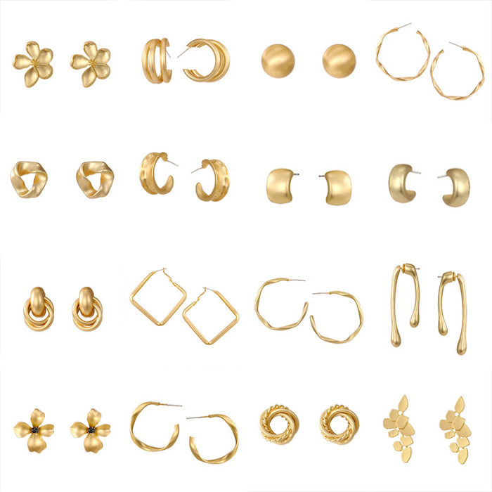 Retro Geometric Earrings High-End Multi-Layer Braided Stud Earrings Fashion Ear Cuffs Jewelry for Women