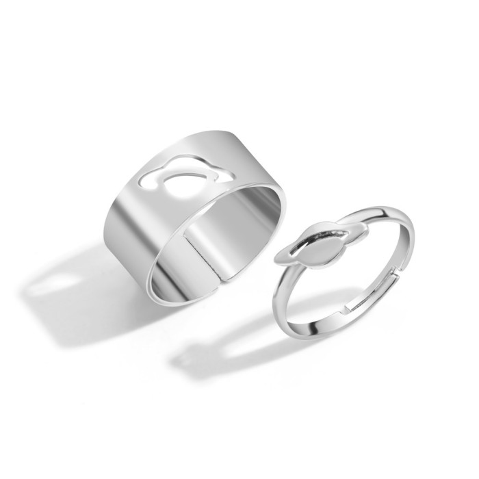 Ring Set 2 Pieces European and American Cross-Border Hot Selling Creative Personality Butterfly Ins Same Style Punk Style Couple Ring