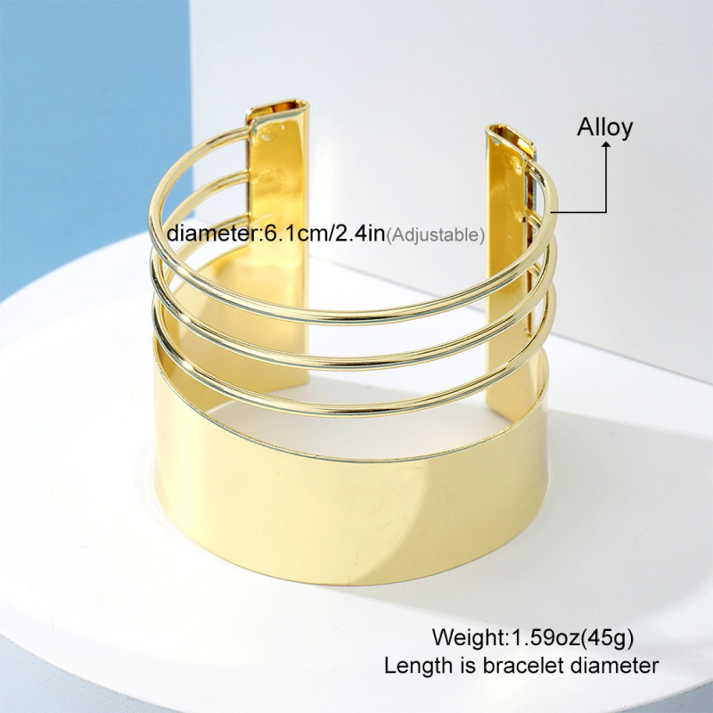 European and American Internet Celebrity Style Personality Exaggerated Large Area Smooth Bracelet Bohemian Style Multi-layer Alloy Bracelet Women's Jewelry
