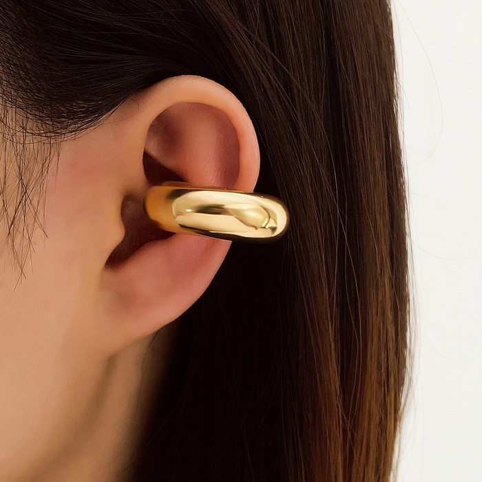 European and American Style Earrings for Women Without Pierced Ears Ear Cuffs Exaggerated Ear Jewelry Set Retro High-end Personality Round Hoop Ear Clips