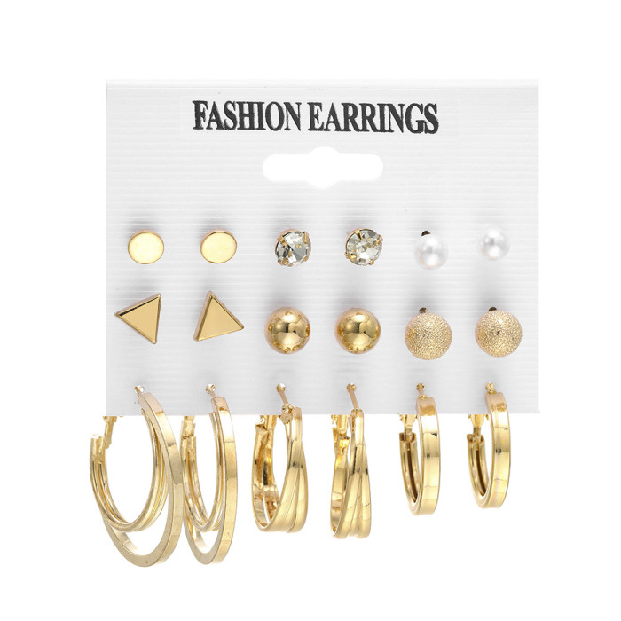 European and American Cross-Border Retro Heart Butterfly Earring Set 9-Piece Creative Snake Sword Mushroom Ear Clips Wholesale