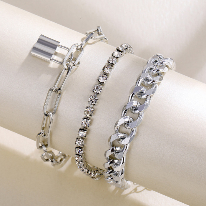 New Niche Fashion Creative Round Piece Heart Cross Bracelet 4-Piece Set Design Sense Chain Bracelet, Jewelry Sets