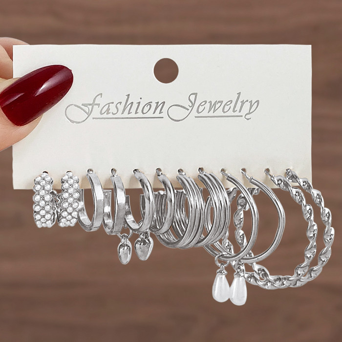 Hot-Selling Fashion Simple Earring Set for Women, Elegant Versatile Braided Personality Exaggerated Circle Statement,...