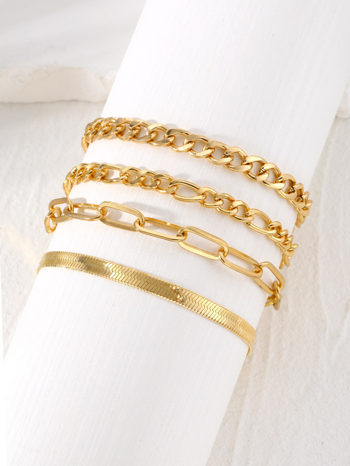 Bohemian Minimalist Jewelry Metal Chain Women's Set of 5 Multi-Layer Chains Simple Bracelets, Jewelry Sets