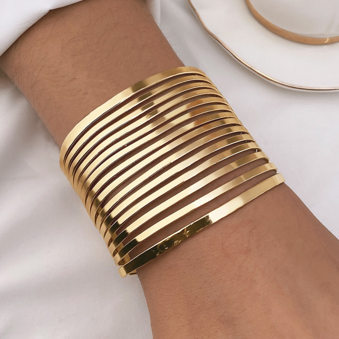 Internet Celebrity Style Personality Exaggerated Large Area Smooth Bracelet Bohemian Style Multi-layer Alloy Bracelet...