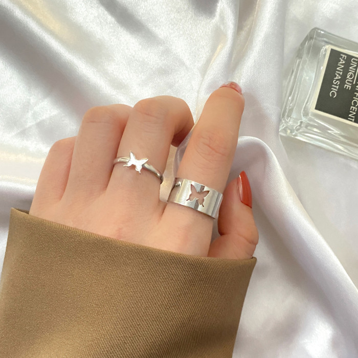 Alloy Cross-Border Butterfly Ring Opening More than Knuckle Ring Suit 22-Piece Set Love Heart-Shaped Ring Women's Design Sense Niche