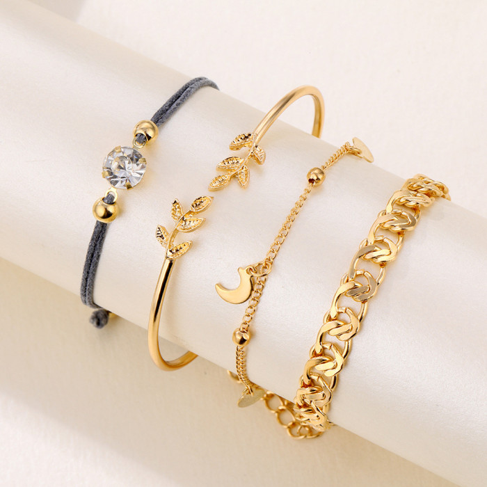 New Niche Fashion Creative Round Piece Heart Cross Bracelet 4-Piece Set Design Sense Chain Bracelet, Jewelry Sets