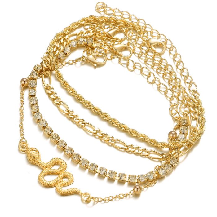 Jewelry Punk Hip-Hop Style Lock Buckle Bracelet for Women Mixed Multi-Element Geometric Round Buckle Set Bracelet
