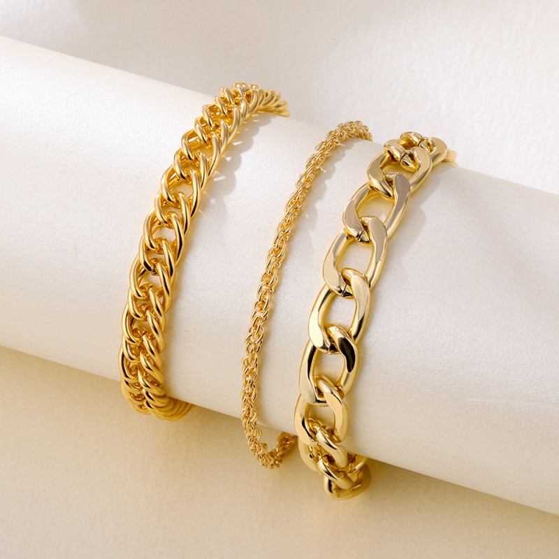 Korean Jewelry Multi-layer Personality Punk Metal Chain Anklet European and American Cross-border Jewelry Creative Retro Simple HZS186