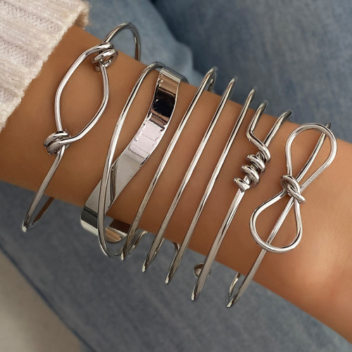 European and American Cross-Border Hot-Selling Bracelet Fashion Mix and Match Knot Bow Open Bracelet Hand Jewelry Layered Style Combination Wholesale