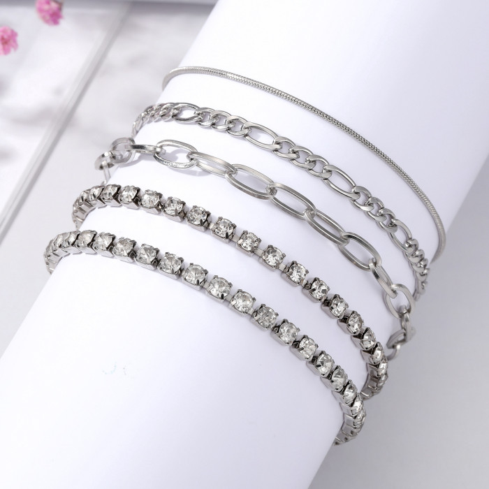 Bohemian Minimalist Jewelry Metal Chain Women's Set of 5 Multi-Layer Chains Simple Bracelets, Jewelry Sets