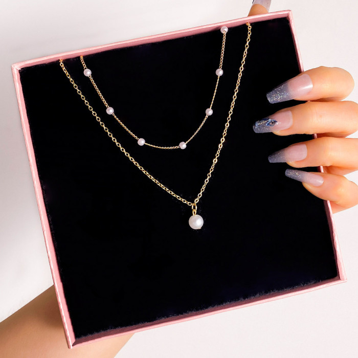 Hot Selling Personalized Multi-layer Stacked Necklace Necklace for Women Small Vertical Bar Pendant Collarbone Chain...