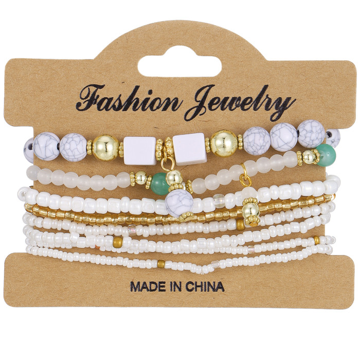 Hot-Selling Bohemian Ethnic Style Fashion Bracelet Multi-Layer Rice Bead Women's Jewelry Geometric Rice Bead Bracelet
