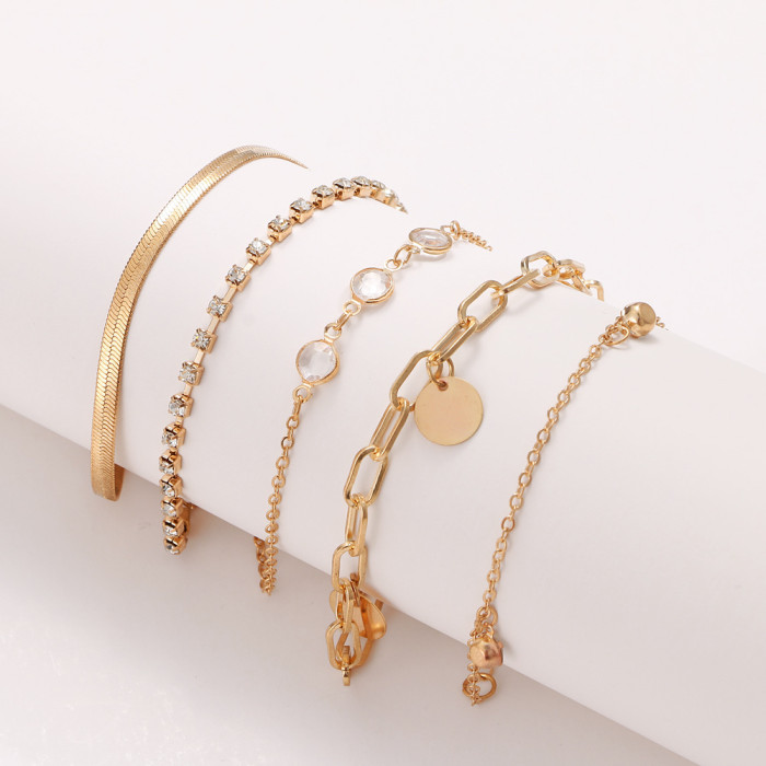 Korean Jewelry New Bracelet Set Multi-layer Bracelet Simple Thick Chain Snake Bone Chain Jewelry Accessories 2109, Je...