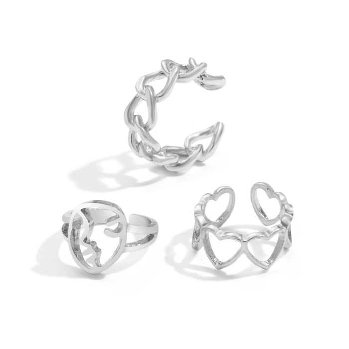 Ring Set 2 Pieces European and American Cross-Border Hot Selling Creative Personality Butterfly Ins Same Style Punk Style Couple Ring