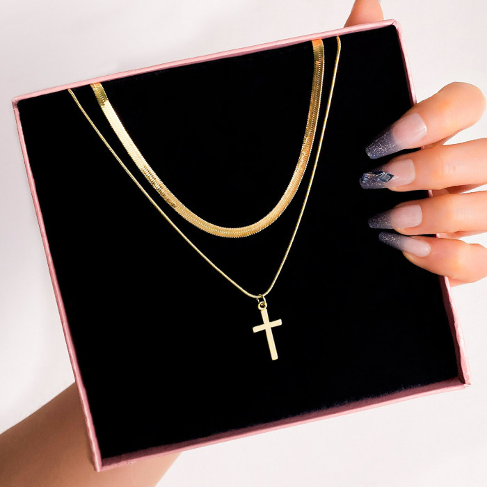 Hot Selling Personalized Multi-layer Stacked Necklace Necklace for Women Small Vertical Bar Pendant Collarbone Chain...