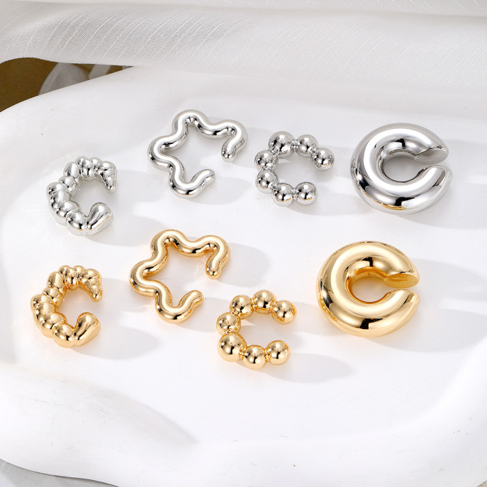 European and American Fashion Exaggerated C-Shaped Ear Cuff Water Drop Texture Earring Set Non-Pierced Ear Clip Personality Cross-Border Ear Jewelry