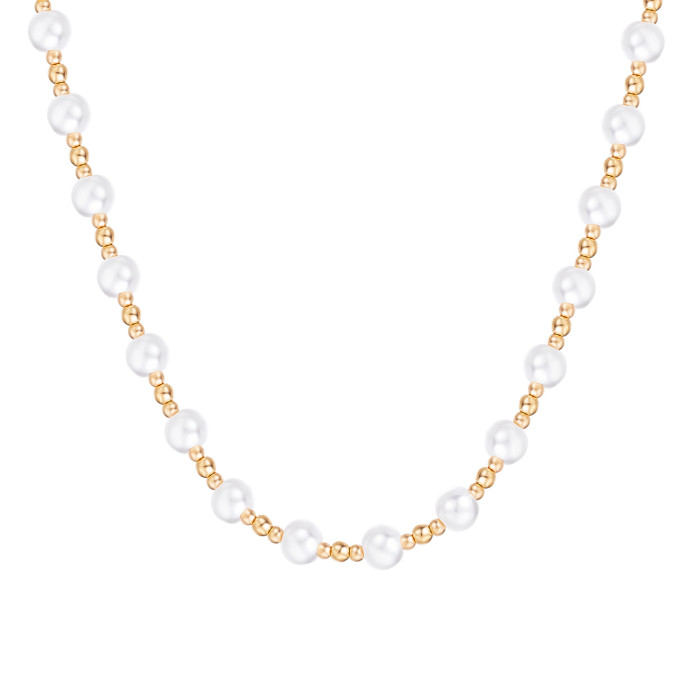 Pearl Necklace for Women Fashion Trendy OT Buckle Heart Pendant Collarbone Chain Internet Celebrity Accessories Minimalist Style Sweater Collarbone Chain