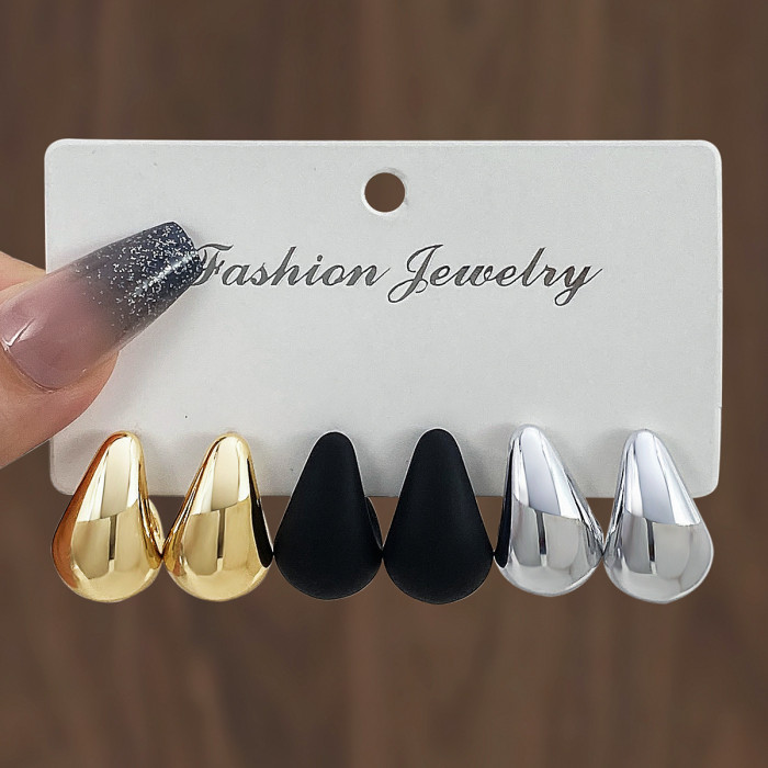 European and American Cross-Border New High-End Gold Personality Exaggerated CCB Earrings Creative Braided Flower Earrings Women's Set of 3 Pairs
